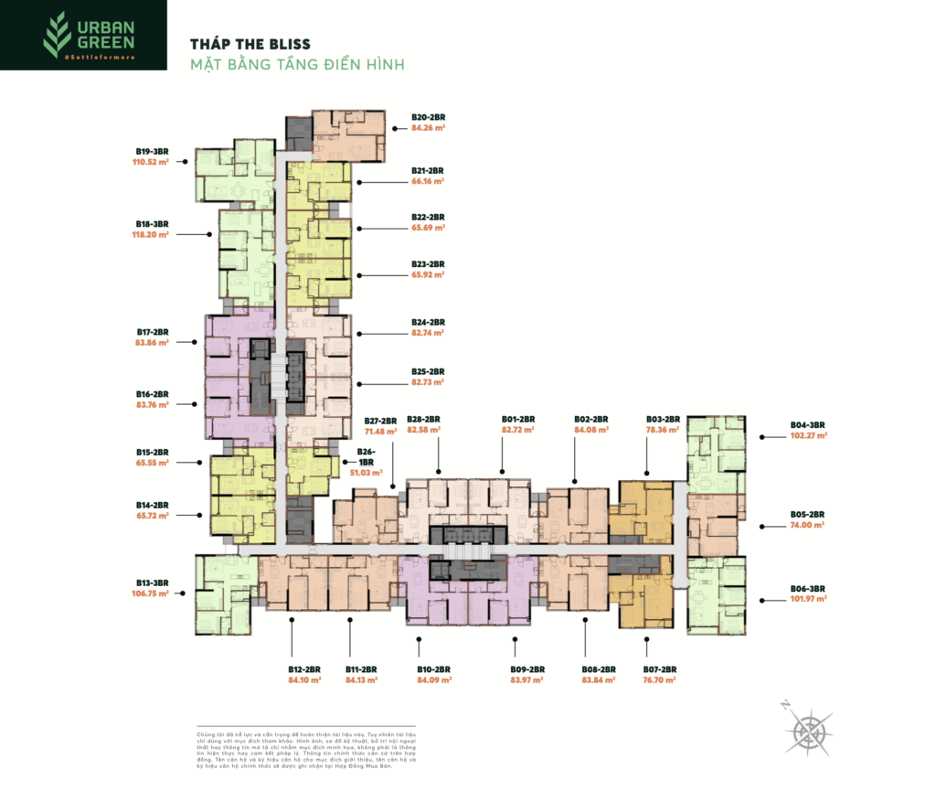 Mặt bằng điển hình tháp Bliss Urban Green