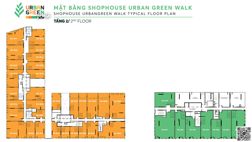 Mặt bằng shophouse tầng 2 dự án Urban Green Thủ Đức.